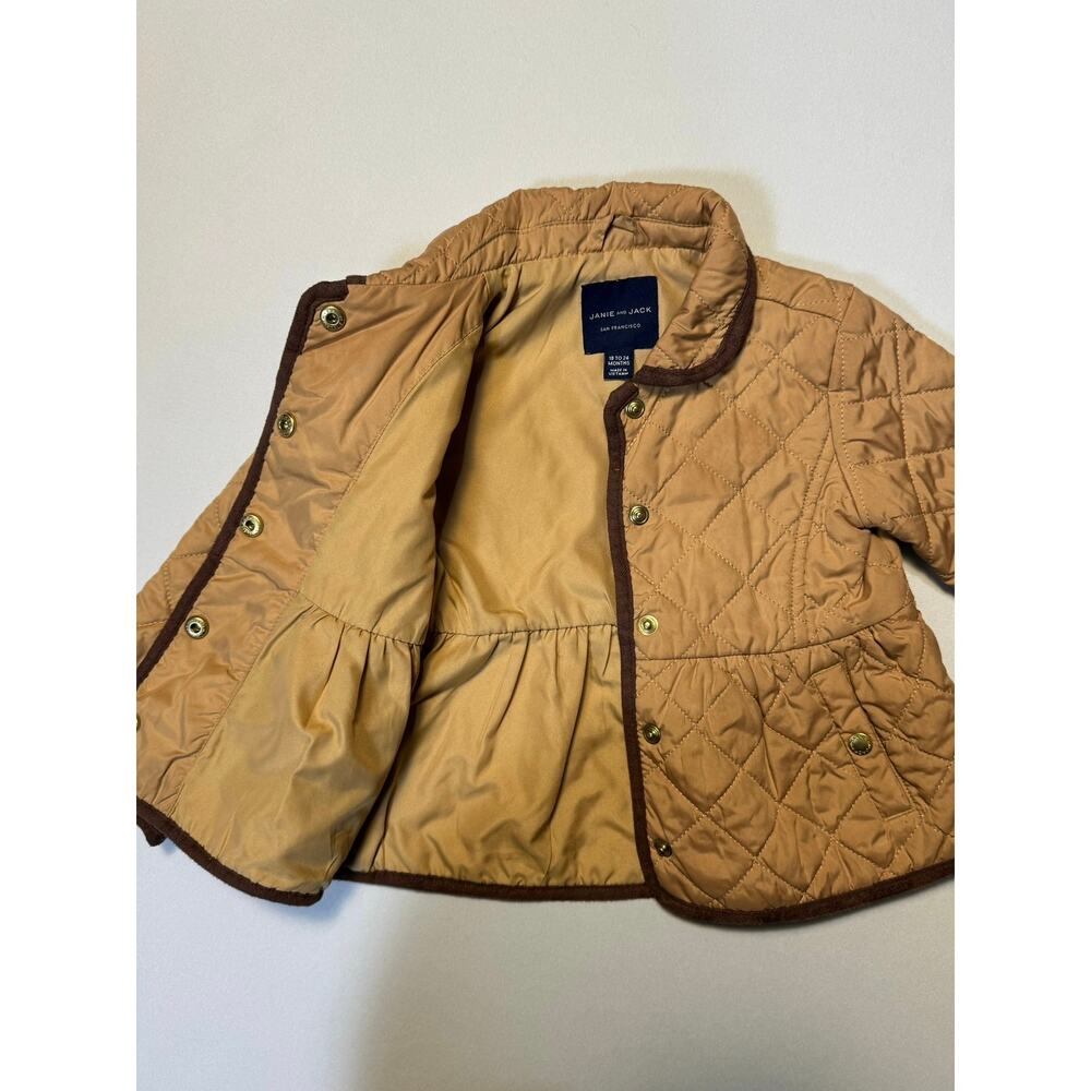 Janie and Jack Quilted Camel Brown Jacket w/ Bow 18–24 Months - Picture 4 of 9